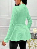One Button Textured Peplum Cardigan - Trendsi - Flyclothing LLC