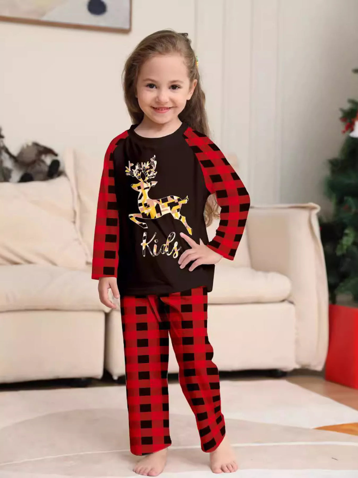 Full Size Family Matching Christmas Pajamas Set with Reindeer Graphic Plus Size - Trendsi - Flyclothing LLC