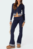 Zip Up Long Sleeve Top and Pants Set - Trendsi