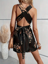 Crisscross Back Printed Romper - Trendsi - Flyclothing LLC