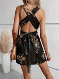 Crisscross Back Printed Romper - Trendsi
