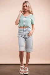 VERY J Front Tie Crochet Crop Top - Trendsi - Flyclothing LLC