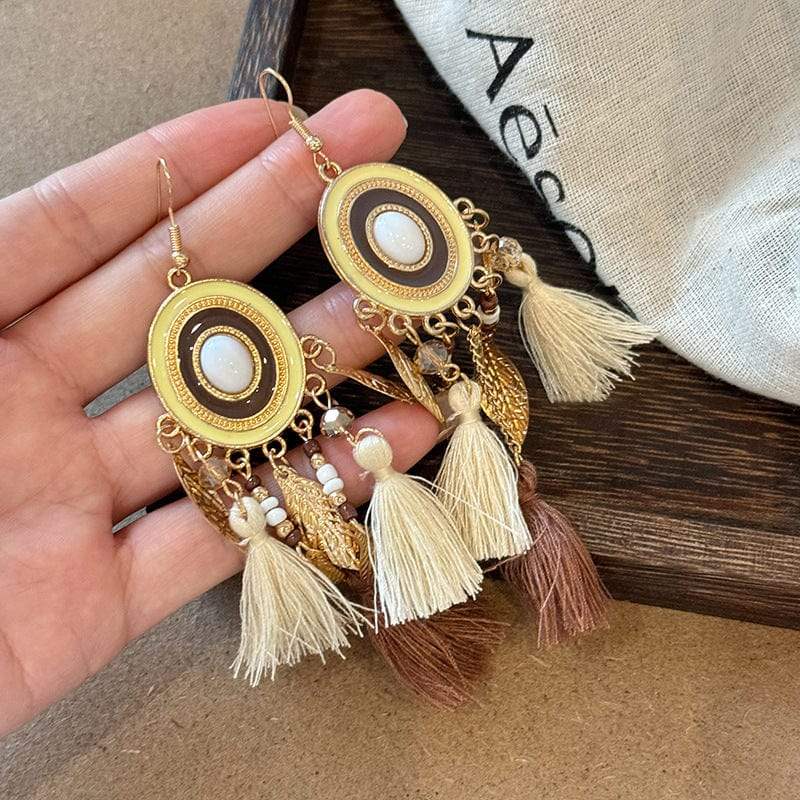 Alloy Rice Bead Dangle Earrings - Trendsi - Flyclothing LLC