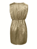 Ruched Surplice Sleeveless Mini Dress - Trendsi