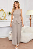 Sleeveless Button Front Top and Wide Leg Pants Set - Trendsi