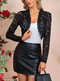 Lace Open Front Long Sleeve Cover Up - Trendsi - Flyclothing LLC