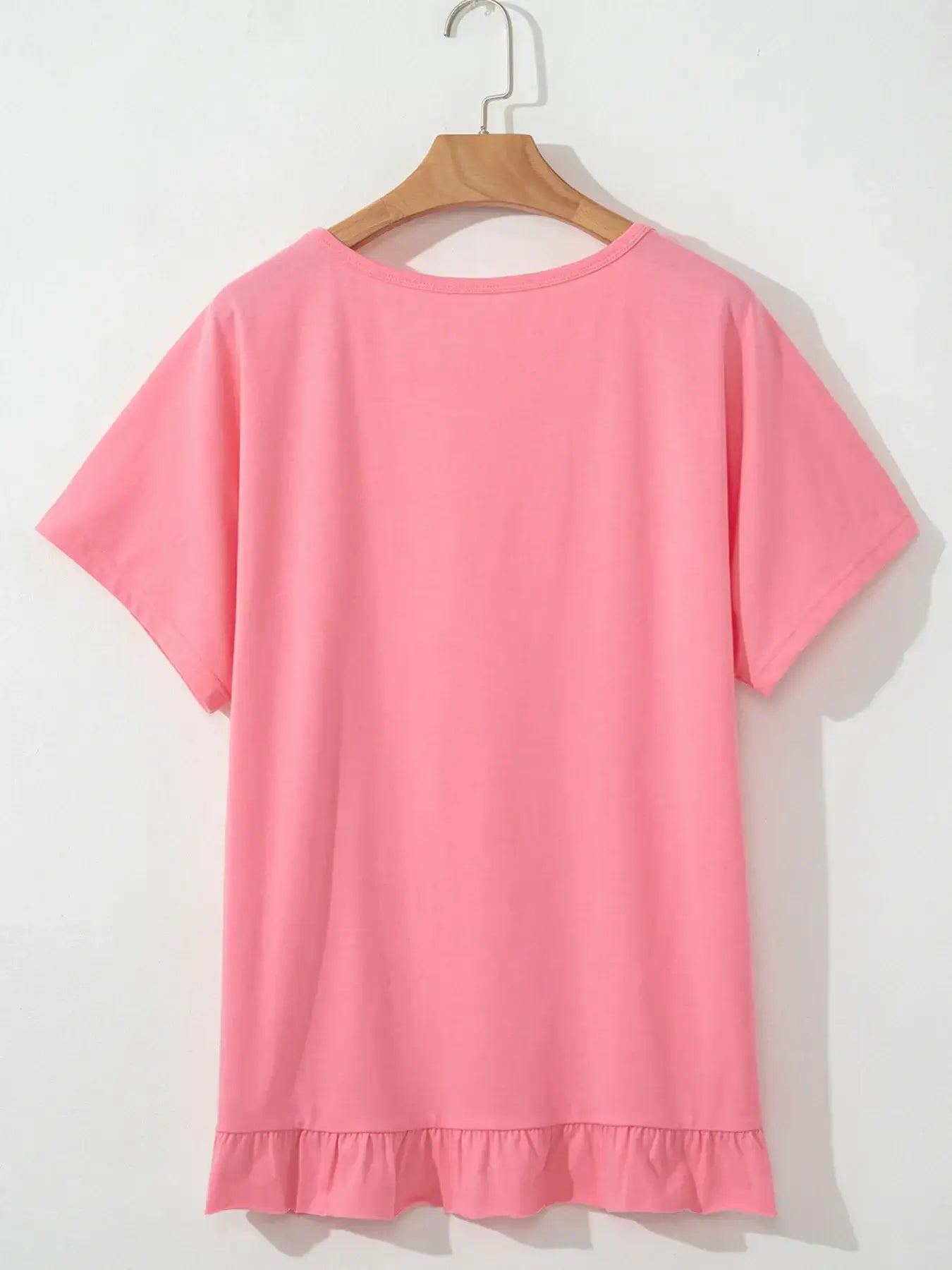 Ruffle Hem Round Neck Relaxed T-Shirt - Trendsi - Flyclothing LLC