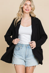 Culture Code One Button Long Sleeve Blazer with Pockets - Trendsi