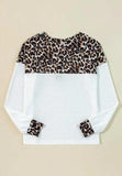 Waffle-Knit Leopard V-Neck Long Sleeve Blouse - Trendsi - Flyclothing LLC