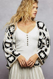 POL Open Front Cardigan with Varied Patterns - Trendsi - Flyclothing LLC