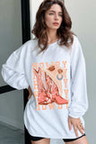Boots Graphic Round Neck Long Sleeve Sweatshirt - Trendsi - Flyclothing LLC