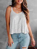 Sequin Scoop Neck Tank - Trendsi