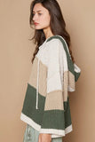 POL Color Block Long Sleeve Hooded Sweater - Trendsi
