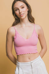 Love Tree Seamless Lace Detail Cropped Cami - Trendsi - Flyclothing LLC