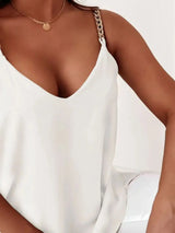 Chain Strap V-Neck Tank Top - Trendsi - Flyclothing LLC