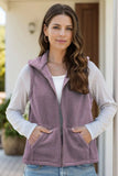 Zip Up Vest Coat with Pockets - Trendsi
