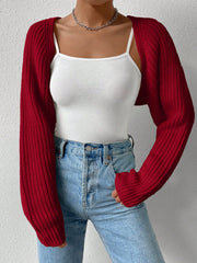 Honey Open Front Long Sleeve Cropped Cardigan - Trendsi