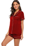 Printed Button Up Short Sleeve Top and Shorts Lounge Set - Trendsi - Flyclothing LLC