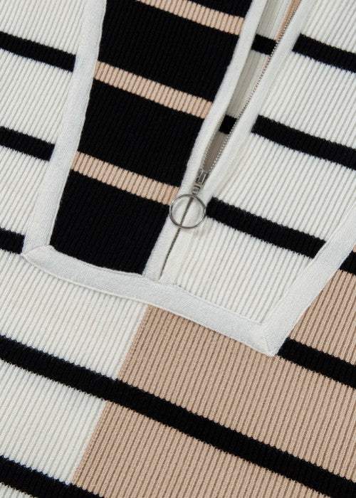 Striped Half Zip Sweater Vest - Trendsi - Flyclothing LLC