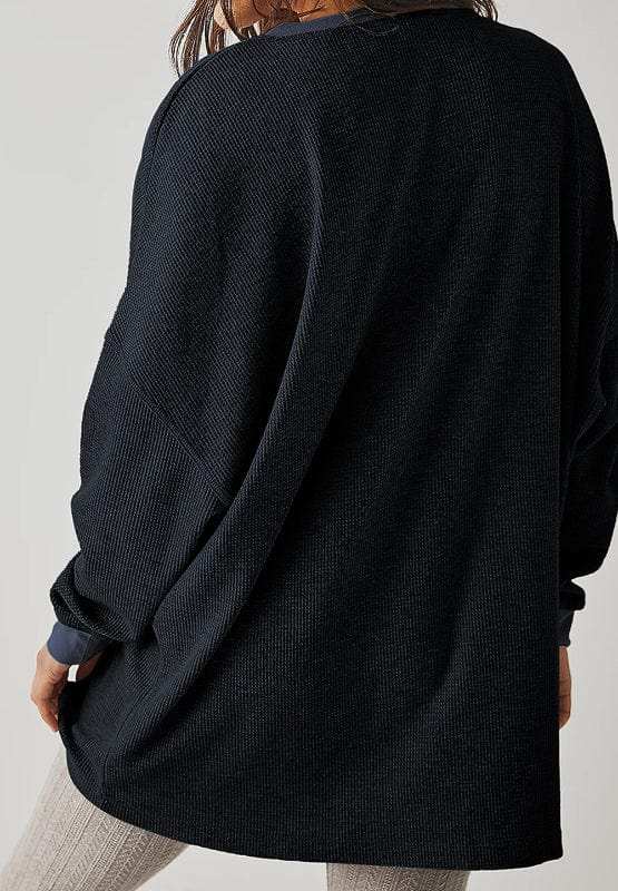 Round Neck Long Sleeve Sweatshirt - Trendsi - Flyclothing LLC