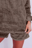 Round Neck Long Sleeve Top and Shorts Lounge Set - Trendsi - Flyclothing LLC