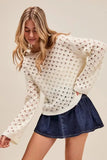 SO ME Geometric Pattern Open Knit Lightweight Sweater - Trendsi