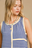 Umgee Round Neck Texture Striped Tank - Trendsi - Flyclothing LLC