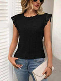 Lace Detail Round Neck Cap Sleeve Top - Trendsi - Flyclothing LLC