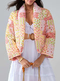 Printed Patchwork Open Front Cardigan with Pockets - Trendsi - Flyclothing LLC