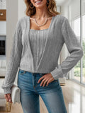 Square Neck Long Sleeve T-Shirt - Trendsi