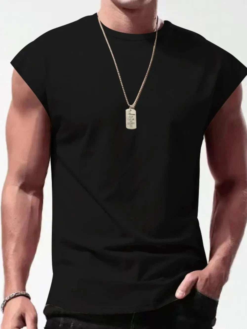 Men's Full Size Round Neck Cap Sleeve Tank Plus Size - Trendsi - Flyclothing LLC