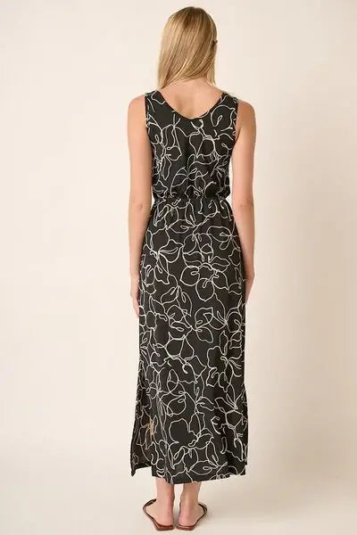 Mittoshop Side Slit Flower Print V-Neck Sleeveless Dress - Trendsi - Flyclothing LLC