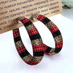 Plaid PU Leather Hoop Earrings - Trendsi