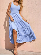 Tiered Smocked Wide Strap Dress - Trendsi - Flyclothing LLC