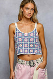 POL Scalloped Edge Cropped Crochet Cami with Granny Square Pattern - Trendsi - Flyclothing LLC