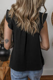 Ruffled Shoulder Notched Shift Tank Top - Trendsi