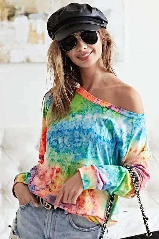 BiBi Tie Dye Soft Knit Jersey T-Shirt - Trendsi - Flyclothing LLC