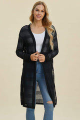 Double Take Full Size Open Front Longline Cardigan - Trendsi - Flyclothing LLC