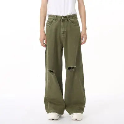 Distressed Wide Leg Jeans with Pockets - Trendsi - Flyclothing LLC
