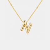 Gold-Plated Letter Pendant Necklace - Trendsi