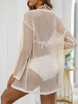 Openwork V-Neck Slit Cover-Up - Trendsi - Flyclothing LLC