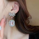 Alloy Crystal Geometric Dangle Earrings - Trendsi - Flyclothing LLC