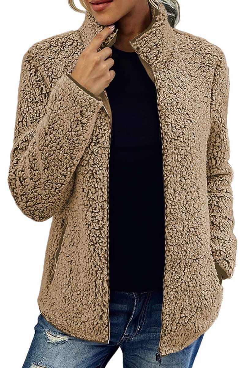 Pocketed Zip Up Turtleneck Jacket - Trendsi - Flyclothing LLC