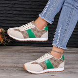 Contrast Round Toe Flat Sneakers - Trendsi