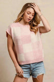 BiBi Checker With Stripes Pattern Sleeveless Sweater - Trendsi - Flyclothing LLC