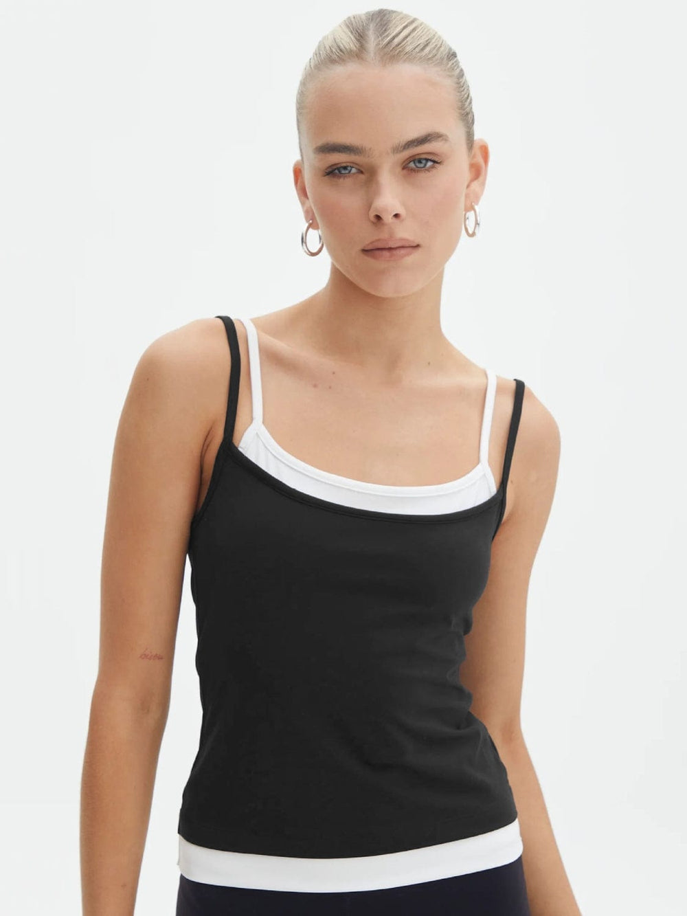 Faux Layered Square Neck Cropped Cami - Trendsi