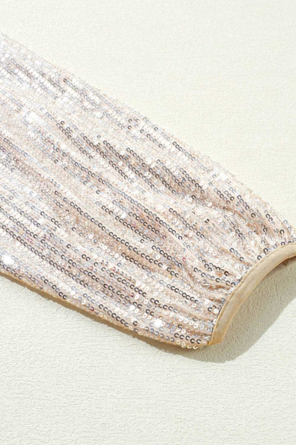 Sequin Zip Up Long Sleeve Jacket - Trendsi - Flyclothing LLC