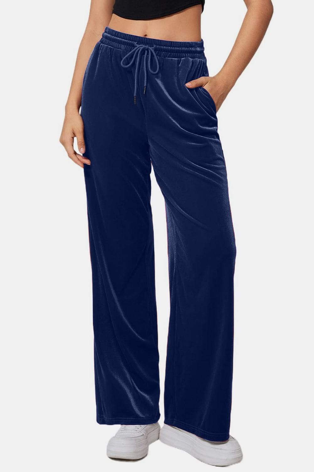 Drawstring Elastic Waist Straight Leg Pants - Trendsi - Flyclothing LLC