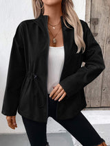 Drawstring Zip Up Hooded Jacket - Trendsi - Flyclothing LLC