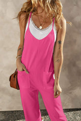 Pocketed Spaghetti Strap Wide Leg Jumpsuit - Trendsi - Flyclothing LLC